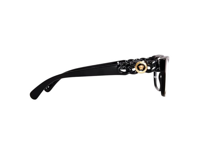 Versace Versace Eyeglasses In Black Acetate Frame-Chain Gold Round Medusa With Mirror Lens - view 3