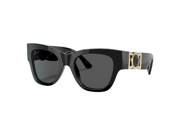 Versace Versace Eyeglasses In Black Acetate Frame-Gold Bow Shape-Black Medusa With Grey Lens - view 2