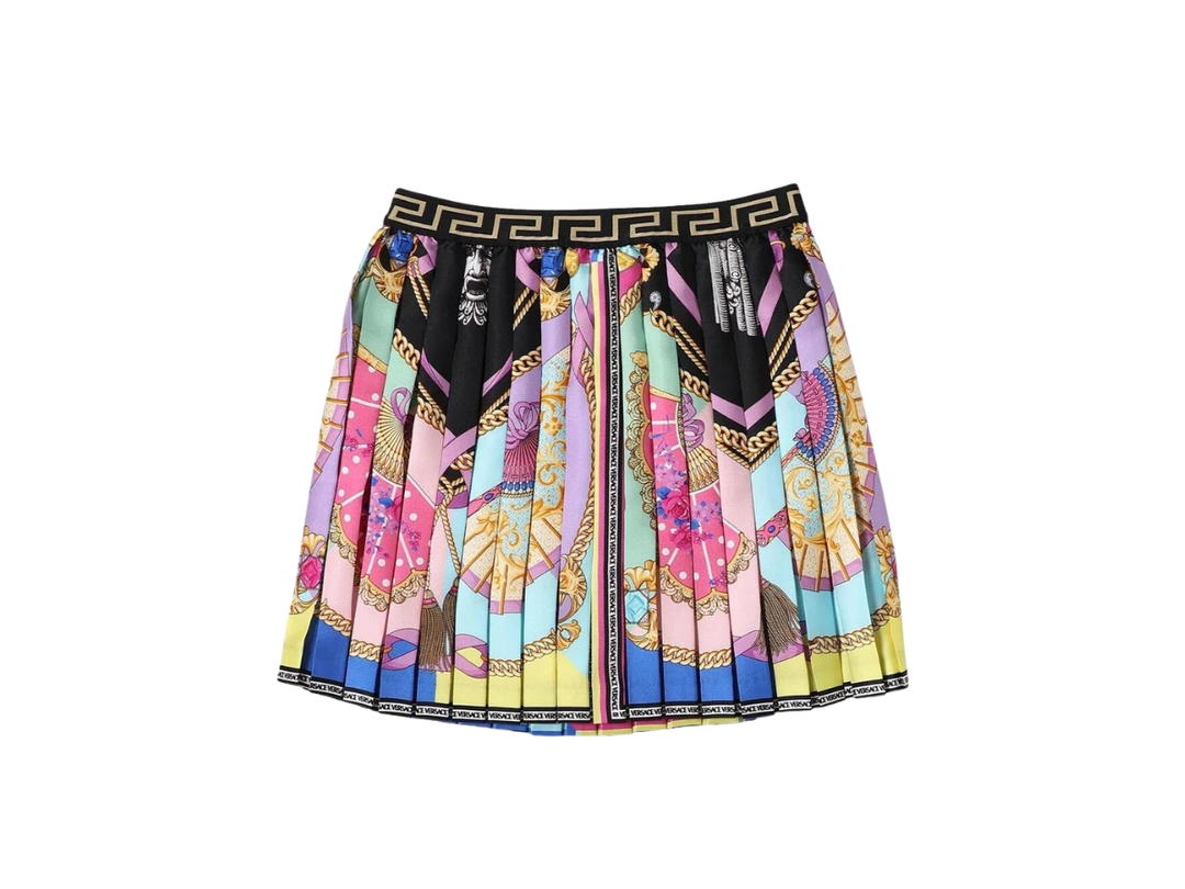 Versace Versace Girls Ventagli Print Pleated Skirt