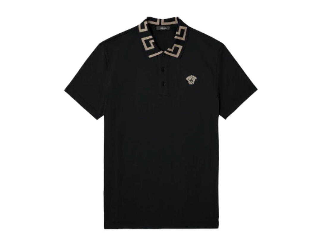 Versace Versace Greca Collar Polo Shirt Black