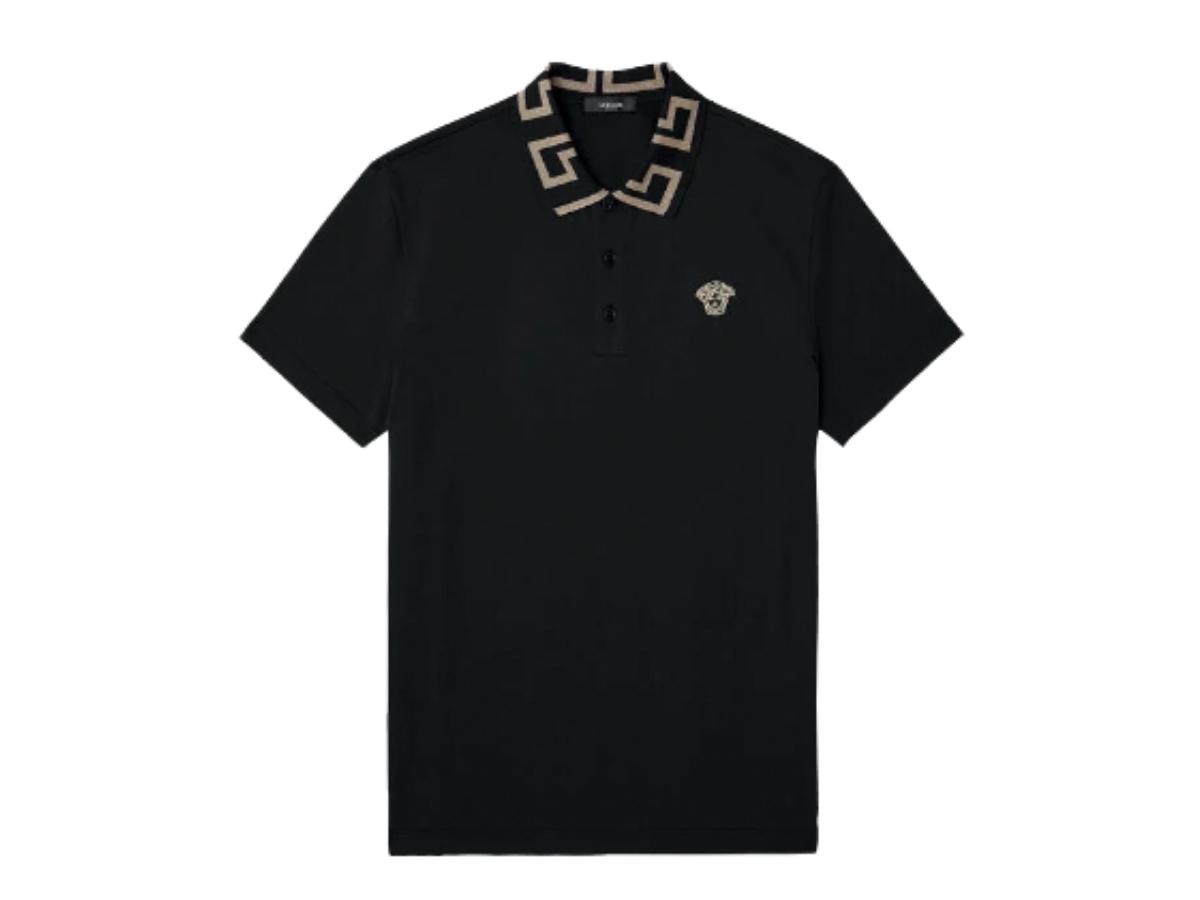 Versace Versace Greca Collar Polo Shirt Black