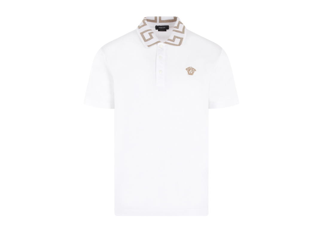 Versace Versace Greca Short-Sleeved Polo Shirt White
