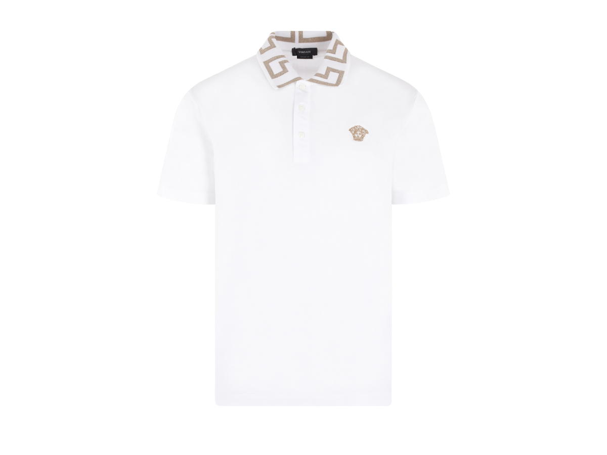 Versace Versace Greca Short-Sleeved Polo Shirt White