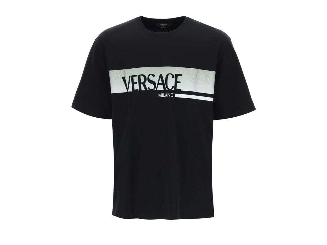 Versace Versace Im College-Fit Mit Glitzerlogo T-Shirt Black