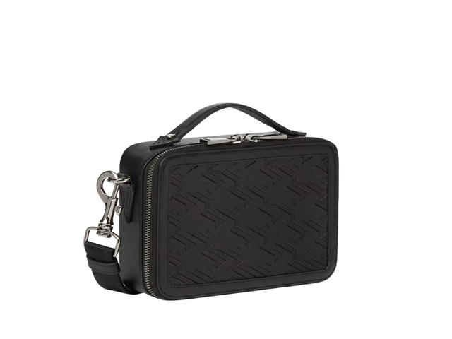 Versace Versace La Greca Signature Small Messenger Bag In Calfskin Leather With Silver Metal Hardware Black - view 3