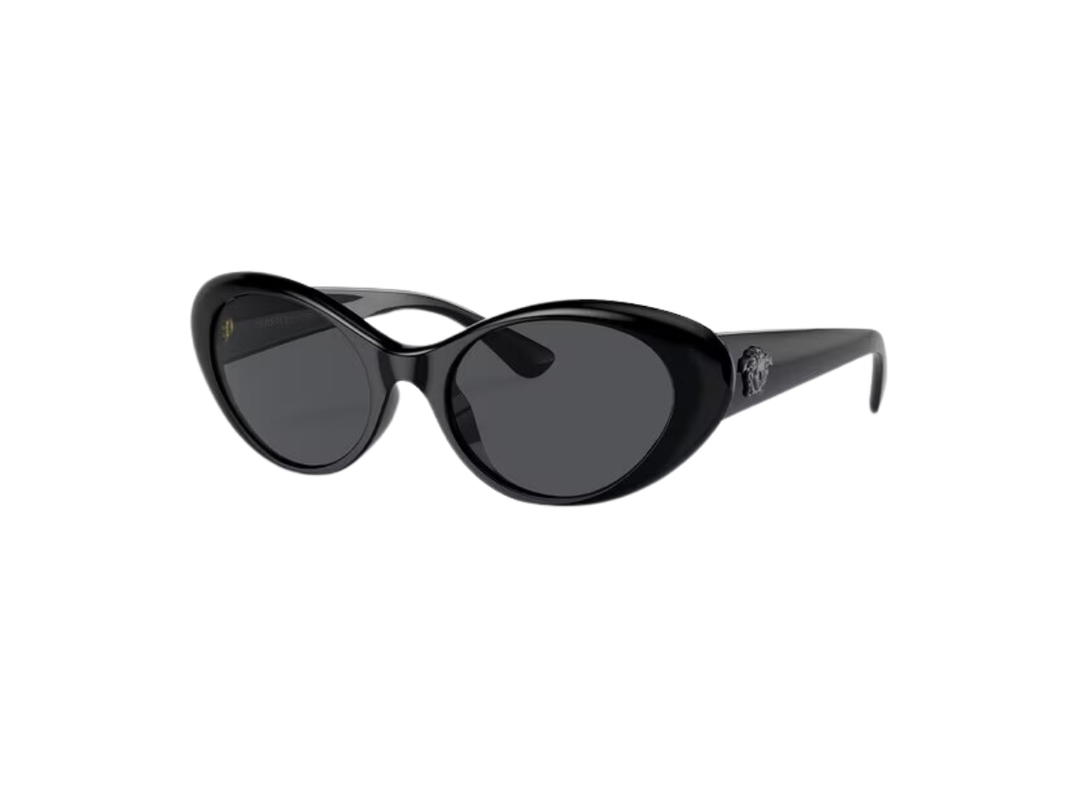 Versace Versace La Medusa Oval Sunglasses In Black Injected Frame With Dark Gray Lens And Medusa Hardware Black Gold