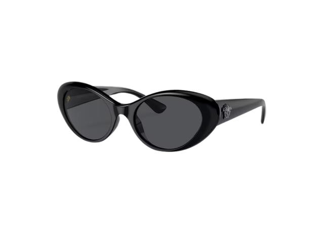 Versace Versace La Medusa Oval Sunglasses In Black Injected Frame With Dark Gray Lens And Medusa Hardware Black Gold - view 1