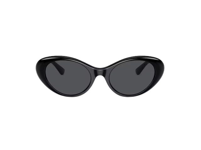 Versace Versace La Medusa Oval Sunglasses In Black Injected Frame With Dark Gray Lens And Medusa Hardware Black Gold - view 2