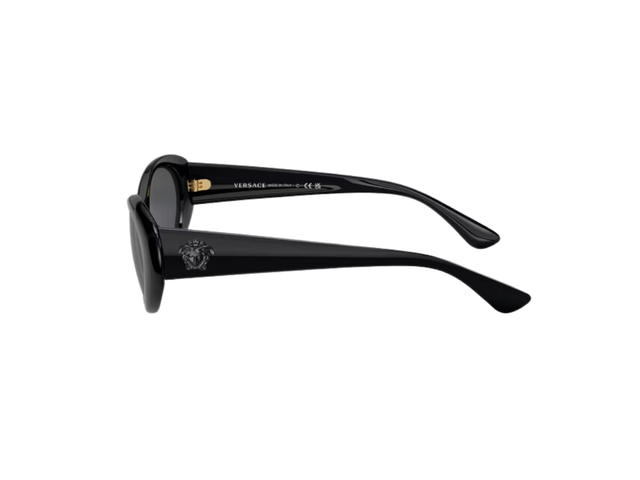 Versace Versace La Medusa Oval Sunglasses In Black Injected Frame With Dark Gray Lens And Medusa Hardware Black Gold - view 3