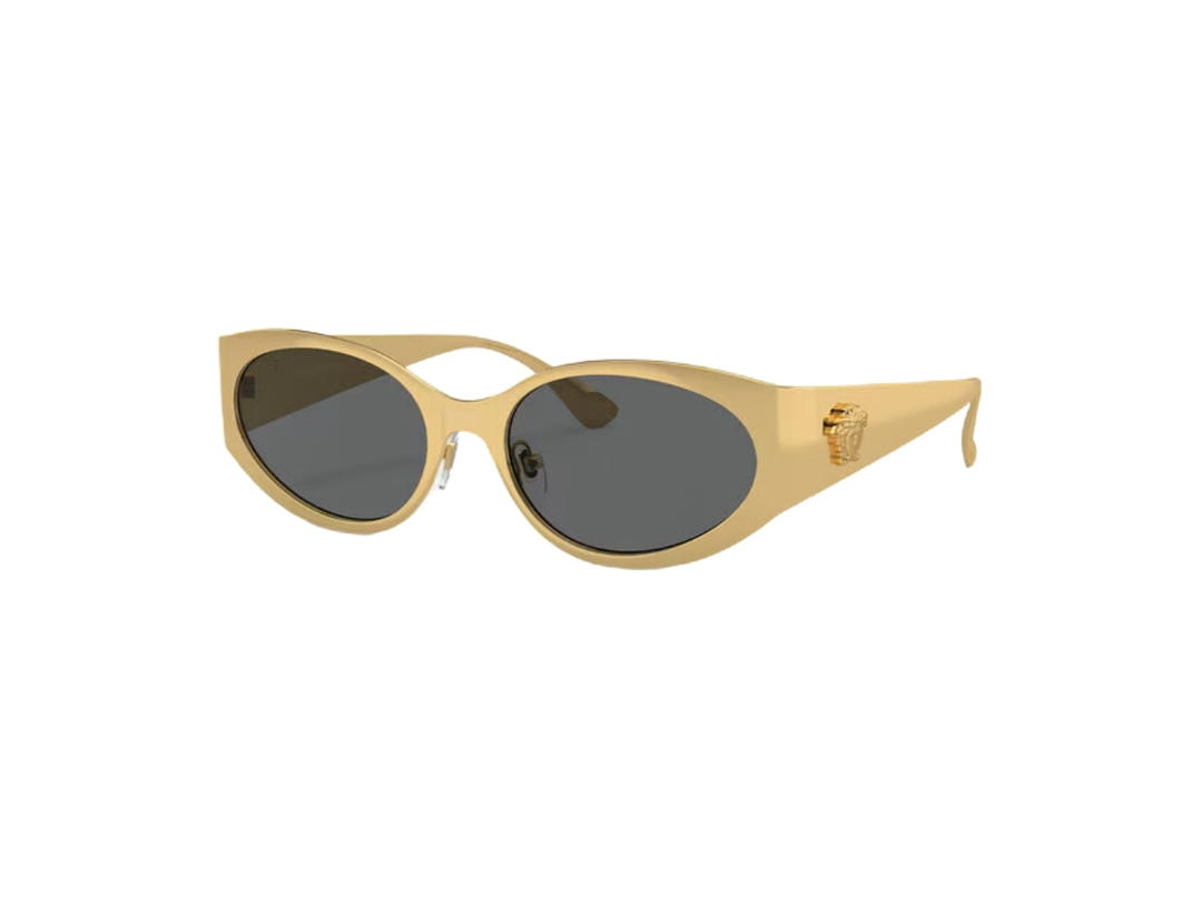 Versace Versace La Medusa Oval Sunglasses In Gold Tone Metal Frame With Dark Gray Lens And Medusa Hardware Black Gold