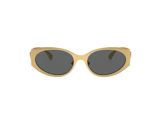 Versace Versace La Medusa Oval Sunglasses In Gold Tone Metal Frame With Dark Gray Lens And Medusa Hardware Black Gold - view 2