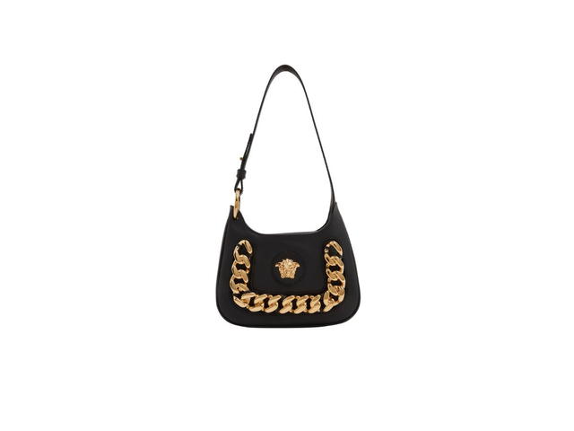 Versace Versace La Medusa Small Hobo Bag In Grained Calf Leather With Gold-Tone Hardware Black - view 1