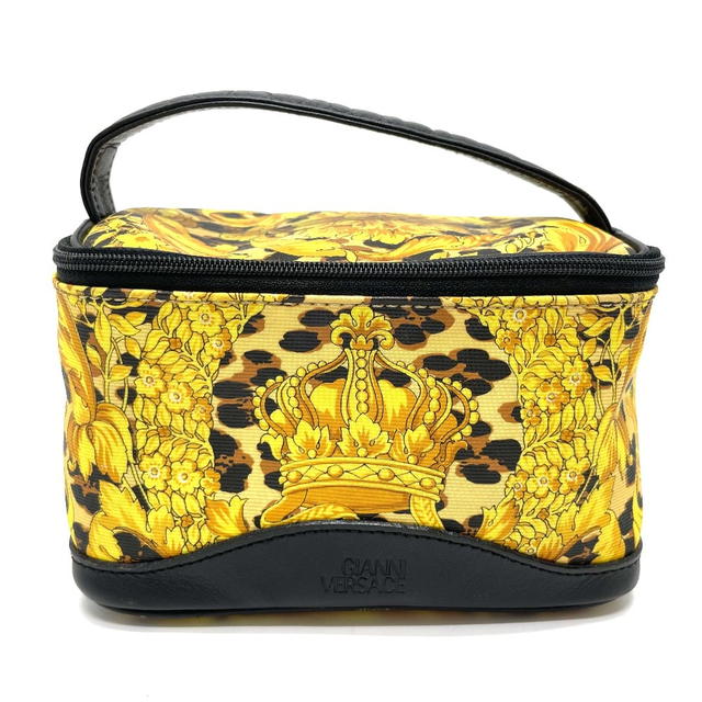 Versace VERSACE Leopard Hand Bag Vanity bag PVC/Leather Yellow x Black - view 1