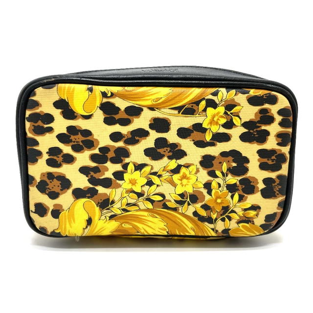Versace VERSACE Leopard Hand Bag Vanity bag PVC/Leather Yellow x Black - view 5