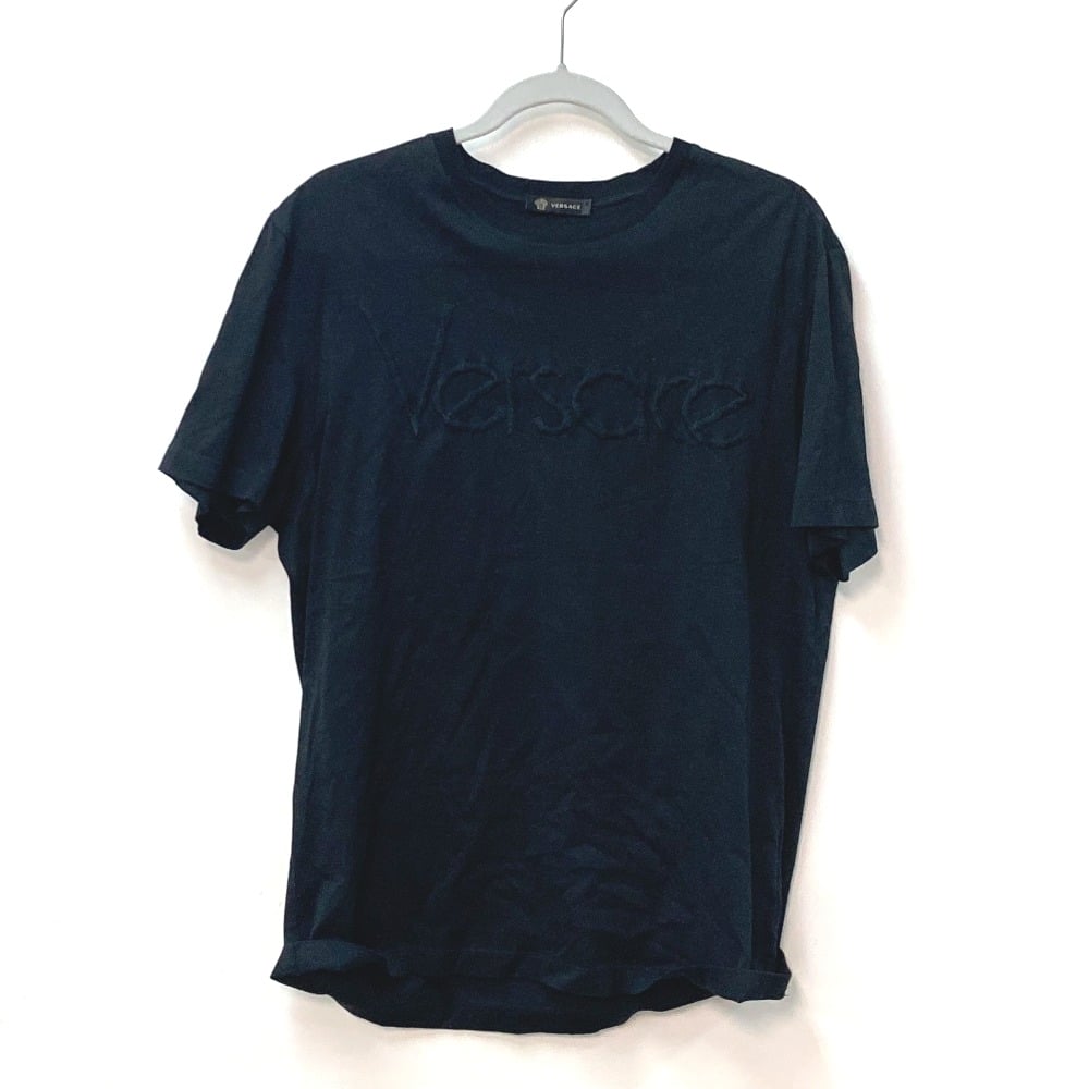 Versace VERSACE logo Apparel Tops Short sleeve T-shirt cotton Black