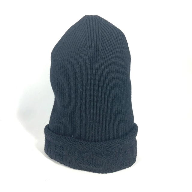 Versace VERSACE logo beanie hat knit hat knit cap Knit hat wool Black - view 2