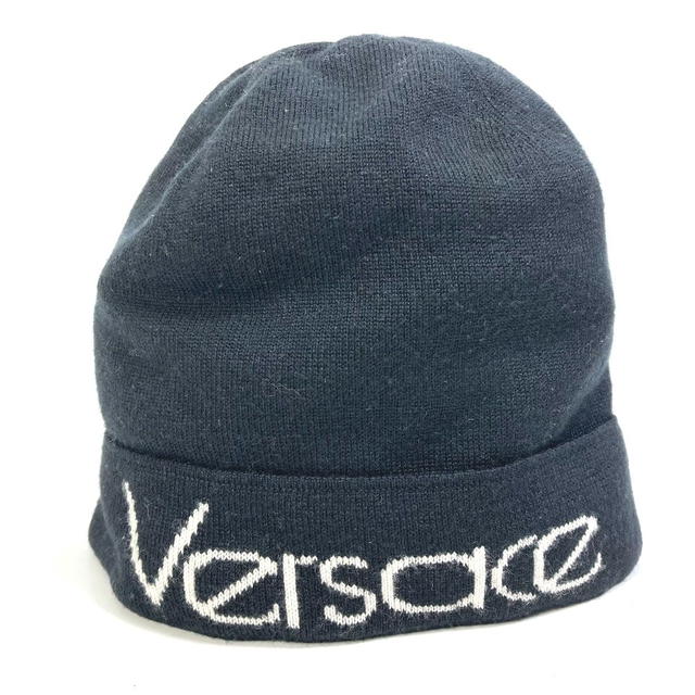 Versace VERSACE logo beanie knit cap hat Knit hat wool / silk Black/White - view 1