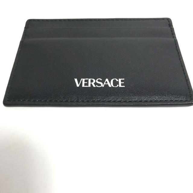 Versace VERSACE logo Business Card Holder Pass Case Card Case Leather Black - view 3