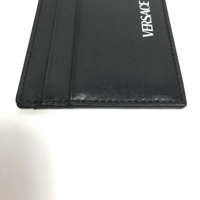 Versace VERSACE logo Business Card Holder Pass Case Card Case Leather Black - view 5