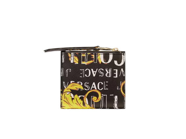 Versace Versace Logo Couture1 Wallet In Baroque Printed Polyester With Gold Metal Hardware Black-Gold - view 2