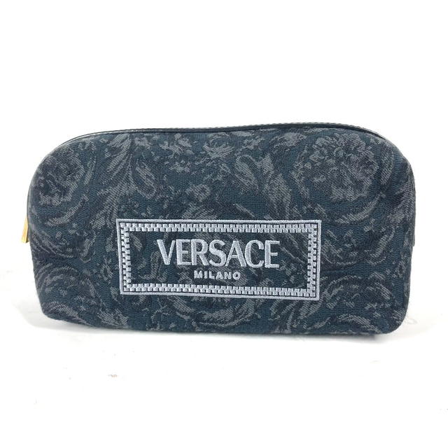 Versace VERSACE logo Makeup Cosmetics Pouch Multi pouch Canvas BlackBased/gray Unused - view 2