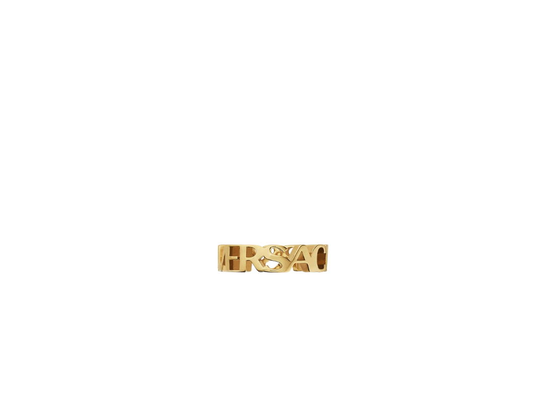 Versace Versace Logo Ring In Brass Metal With Gold Finish