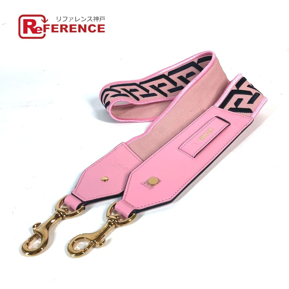 Versace VERSACE logo  Shoulder strap Canvas/Leather pink/Black Unused