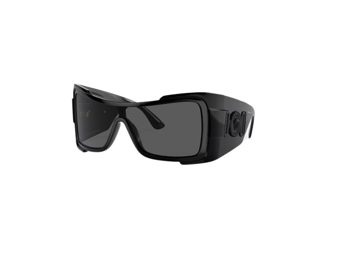 Versace Versace Maxi Medusa Biggie Shield Sunglasses In Black Frame With Dark Grey Lens And Medusa Biggie Hardware Black
