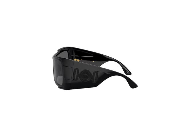 Versace Versace Maxi Medusa Biggie Shield Sunglasses In Black Frame With Dark Grey Lens And Medusa Biggie Hardware Black - view 3