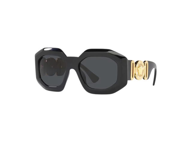 Versace Versace Maxi Medusa Biggie Squared Sunglasses In Black Dial With Versace Logo With Wide Medusa-Embellished Temples Black - view 1