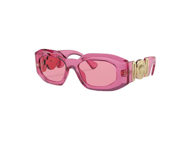 Versace Versace Maxi Medusa Biggie Sunglasses In Black Injected Frame With Dark Gray Lens And Medusa Hardware Pink - view 1