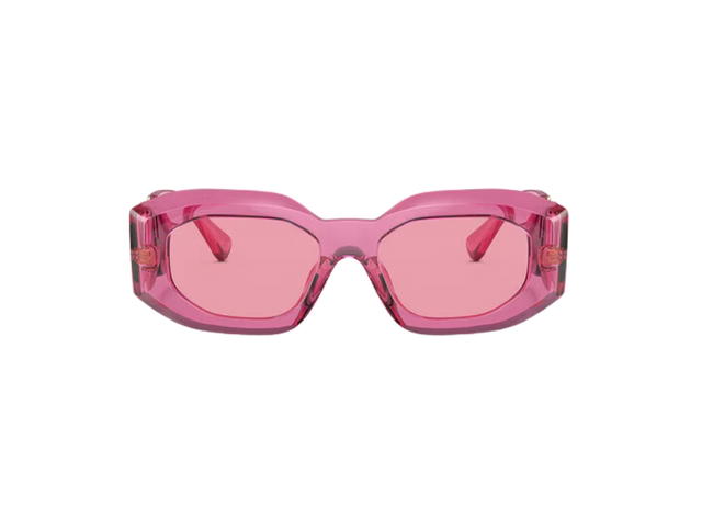Versace Versace Maxi Medusa Biggie Sunglasses In Black Injected Frame With Dark Gray Lens And Medusa Hardware Pink - view 2