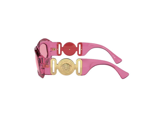 Versace Versace Maxi Medusa Biggie Sunglasses In Black Injected Frame With Dark Gray Lens And Medusa Hardware Pink - view 3