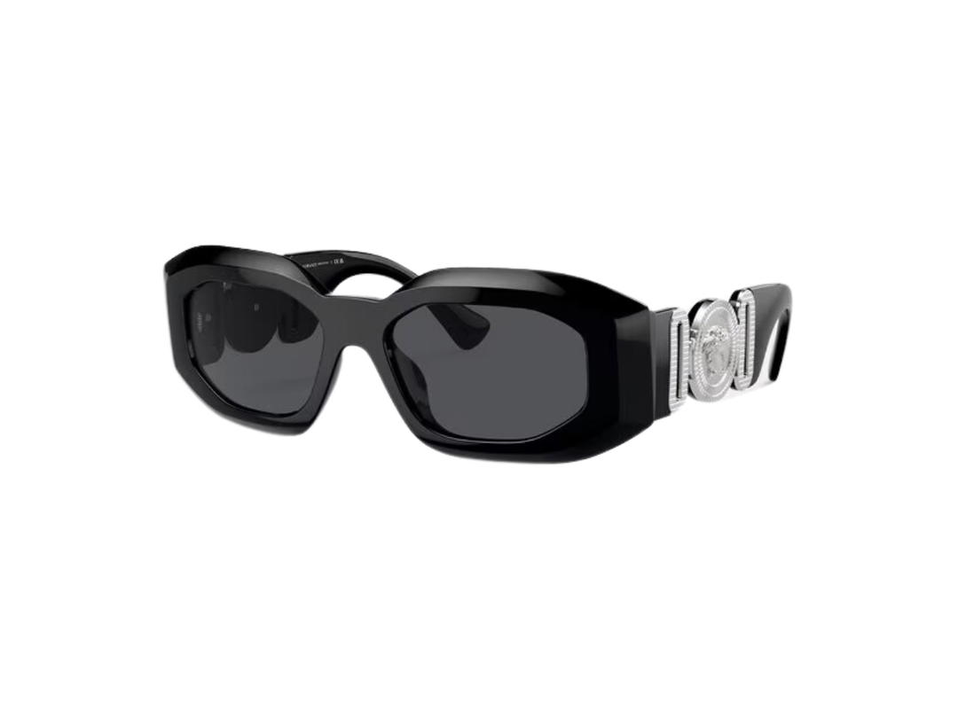Versace Versace Maxi Medusa Biggie Sunglasses In Black Nylon Frame With Mirror Silver Lens And Medusa Biggie Hardware Black