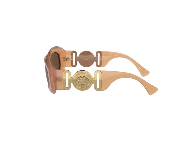 Versace Versace Maxi Medusa Biggie Sunglasses In Silver-Tone Metal Frame With Dark Grey Lens And Medusa Hardware Beige - view 3
