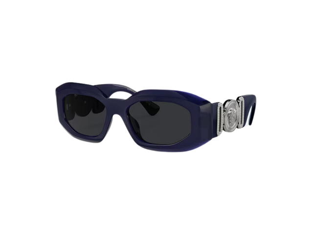 Versace Versace Maxi Medusa Biggie Sunglasses In Transparent Dark Blue Nylon Frame With Dark Grey Lens And Medusa Biggie Hardware Blue - view 1