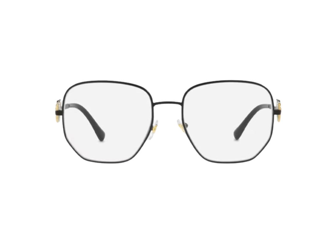 Versace Versace Medusa Biggie Glasses In Matte Black Gold-Tone Metal Frame With Transparent Lens