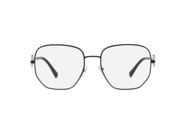 Versace Versace Medusa Biggie Glasses In Matte Black Gold-Tone Metal Frame With Transparent Lens - view 1