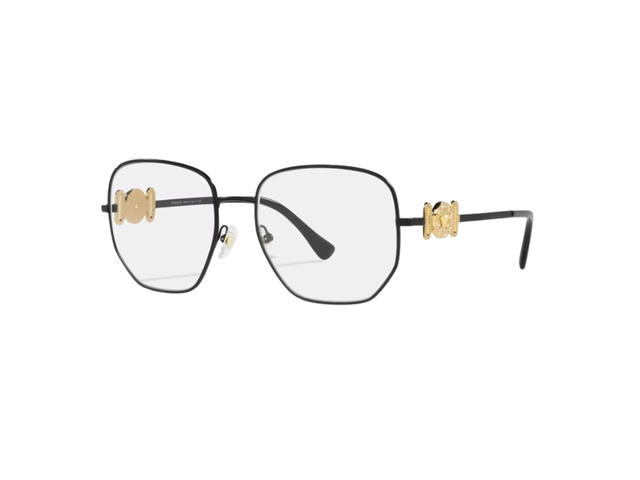 Versace Versace Medusa Biggie Glasses In Matte Black Gold-Tone Metal Frame With Transparent Lens - view 2