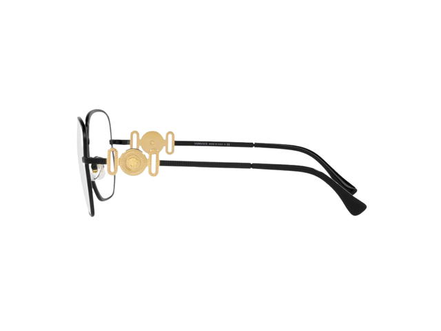 Versace Versace Medusa Biggie Glasses In Matte Black Gold-Tone Metal Frame With Transparent Lens - view 3