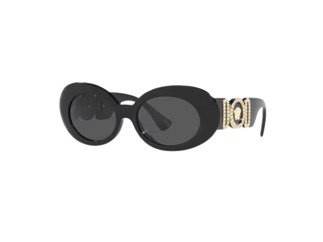 Versace Versace Medusa Biggie Oval Sunglasses In Black Dial With Versace Logo With Wide Medusa-Embellished Temples Black - view 1