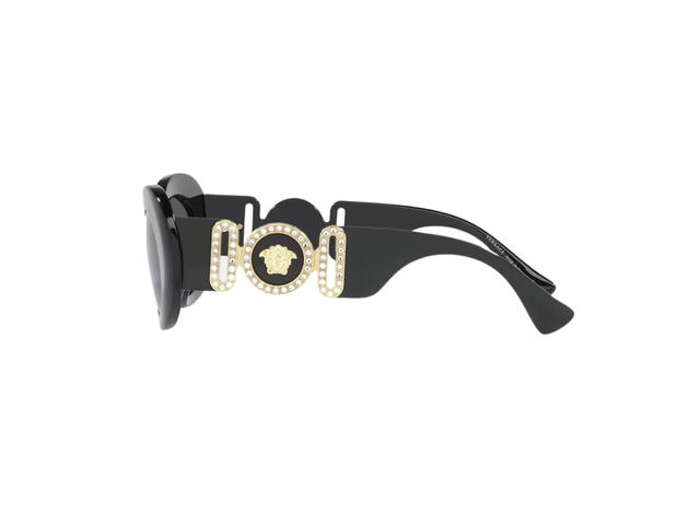 Versace Versace Medusa Biggie Oval Sunglasses In Black Dial With Versace Logo With Wide Medusa-Embellished Temples Black - view 3