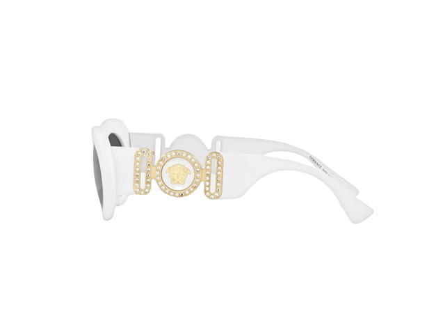 Versace Versace Medusa Biggie Oval Sunglasses In White Acetate With Dark Grey Lens - view 3