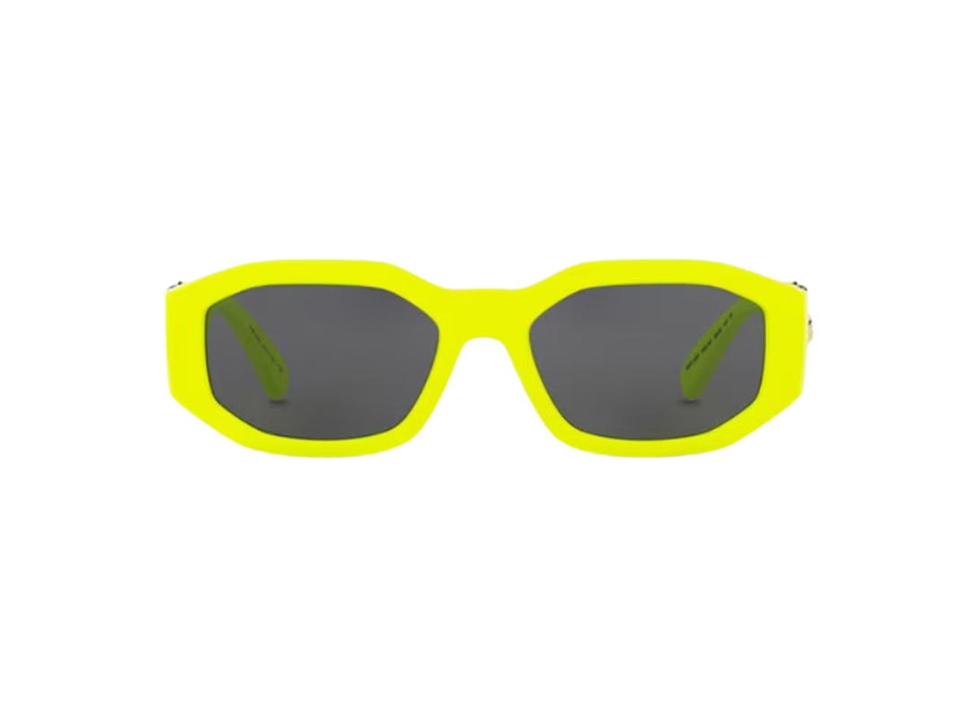 Versace Versace Medusa Biggie Sunglasses In Fluorescent Yellow Gold-Tone Nylon Fibre Frame With Grey Lens