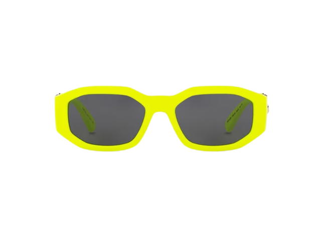 Versace Versace Medusa Biggie Sunglasses In Fluorescent Yellow Gold-Tone Nylon Fibre Frame With Grey Lens - view 1