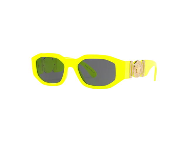 Versace Versace Medusa Biggie Sunglasses In Fluorescent Yellow Gold-Tone Nylon Fibre Frame With Grey Lens - view 2