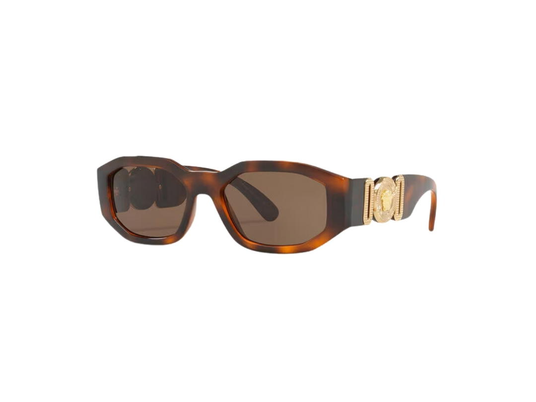 Versace Versace Medusa Biggie Sunglasses In Havana Frame With Brown Lens And Gold-Tone Heritage Medusa Medallion Havana
