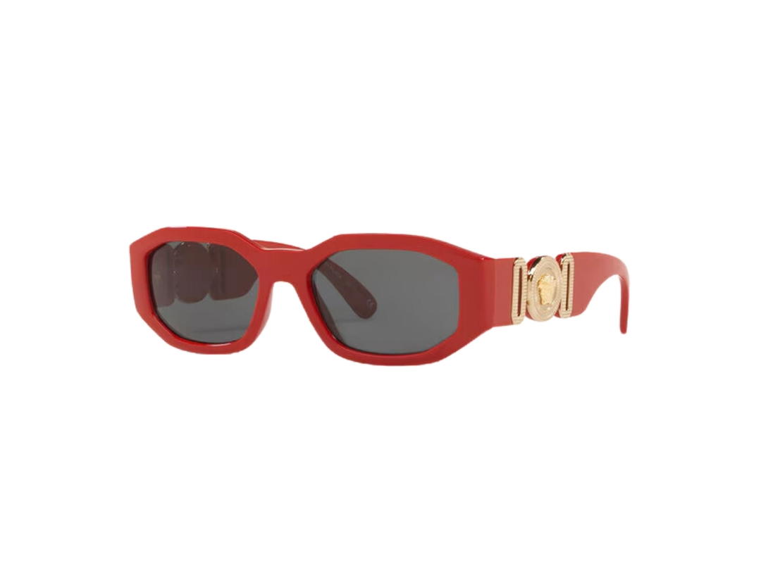 Versace Versace Medusa Biggie Sunglasses In Red Frame With Grey Lens And Gold-Tone Heritage Medusa Medallion Red