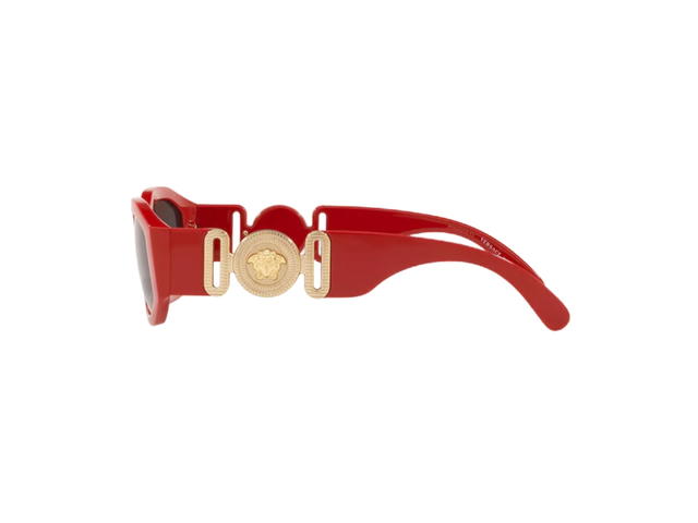 Versace Versace Medusa Biggie Sunglasses In Red Frame With Grey Lens And Gold-Tone Heritage Medusa Medallion Red - view 3