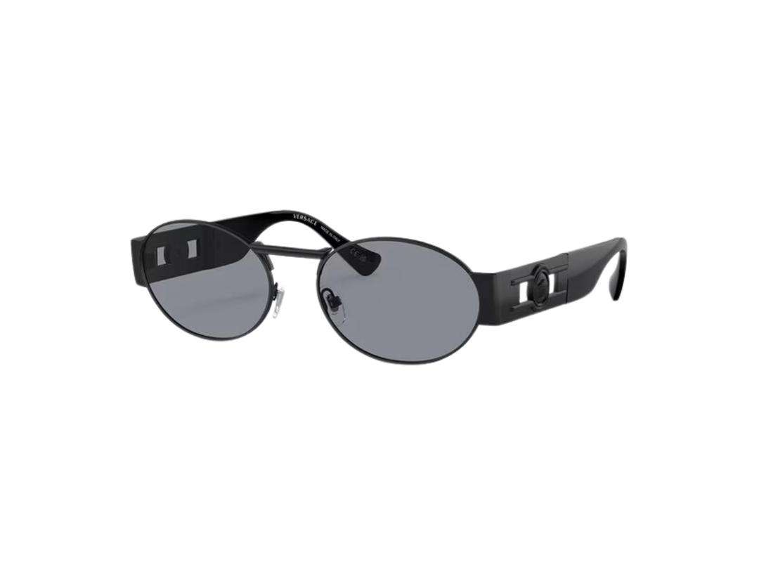 Versace Versace Medusa Deco Oval Sunglasses In Gold-Tone Metal Frame With Dark Gray Lens And Medusa Hardware Black